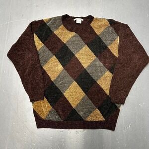 Vintage brown earth tone preppy knit sweater Size M